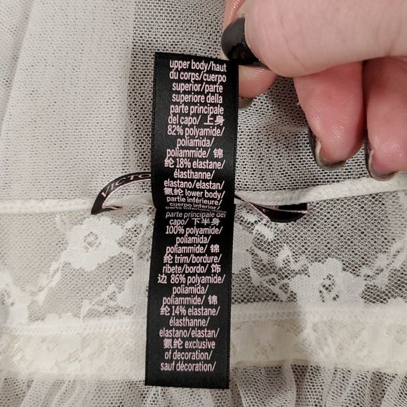 Victoria's Secret Ivory Lace & Mesh Chemise Babydoll Sheer Medium - Picture 8 of 9